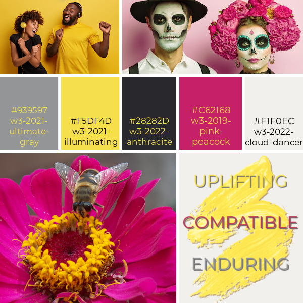 Best Life | 2021 Pantone C.O.T.Y(s) Illuminating & Ultimate Gray with Pink Peacock, Anthracite, Cloud Dancer